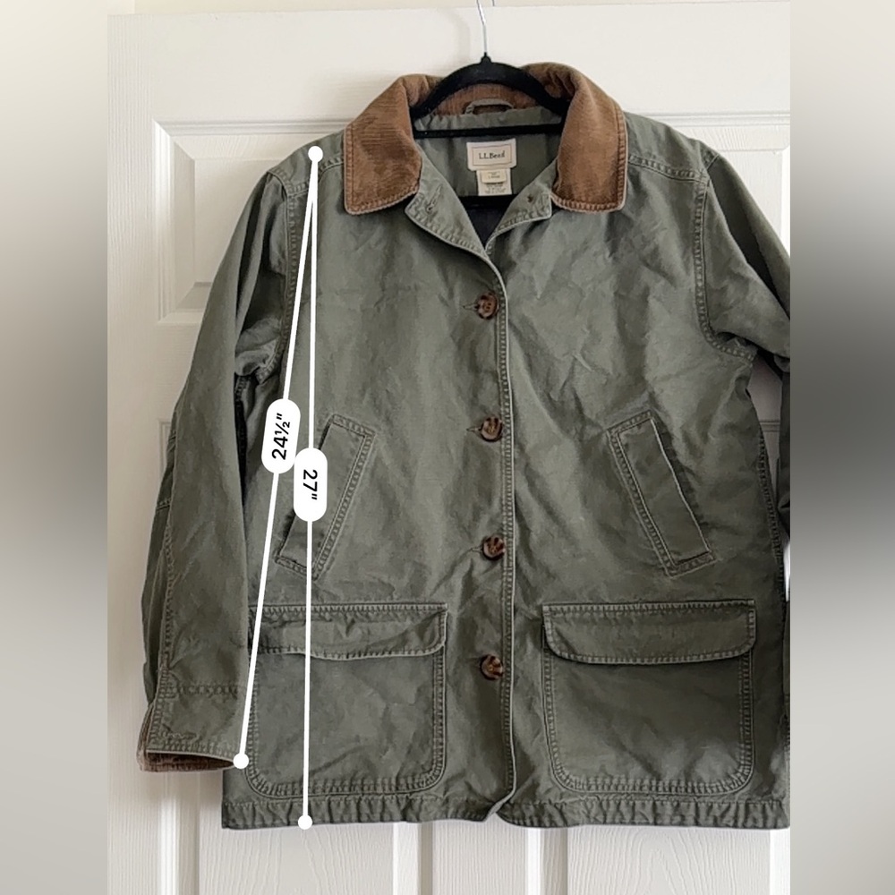 L.L. Bean Canvas Barn Jacket | Corduroy Collar | Women’s Large - Picture 7 of 10